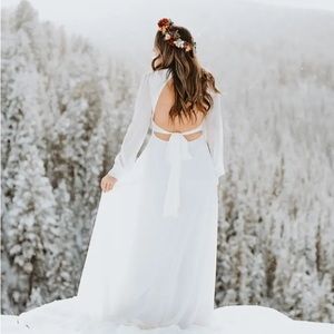 Talk About Divine White Long Sleeve Backless Maxi Dress medium